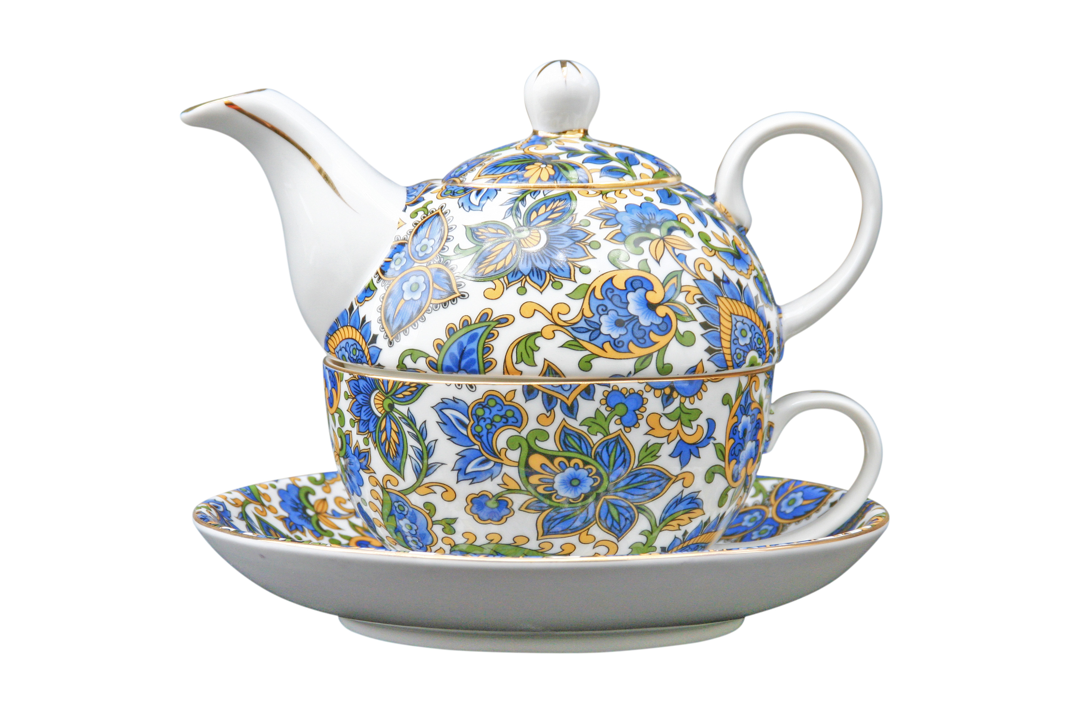 Paisley Blue tea for one set (no saucer) Paisley Blue tea for one set (no saucer)